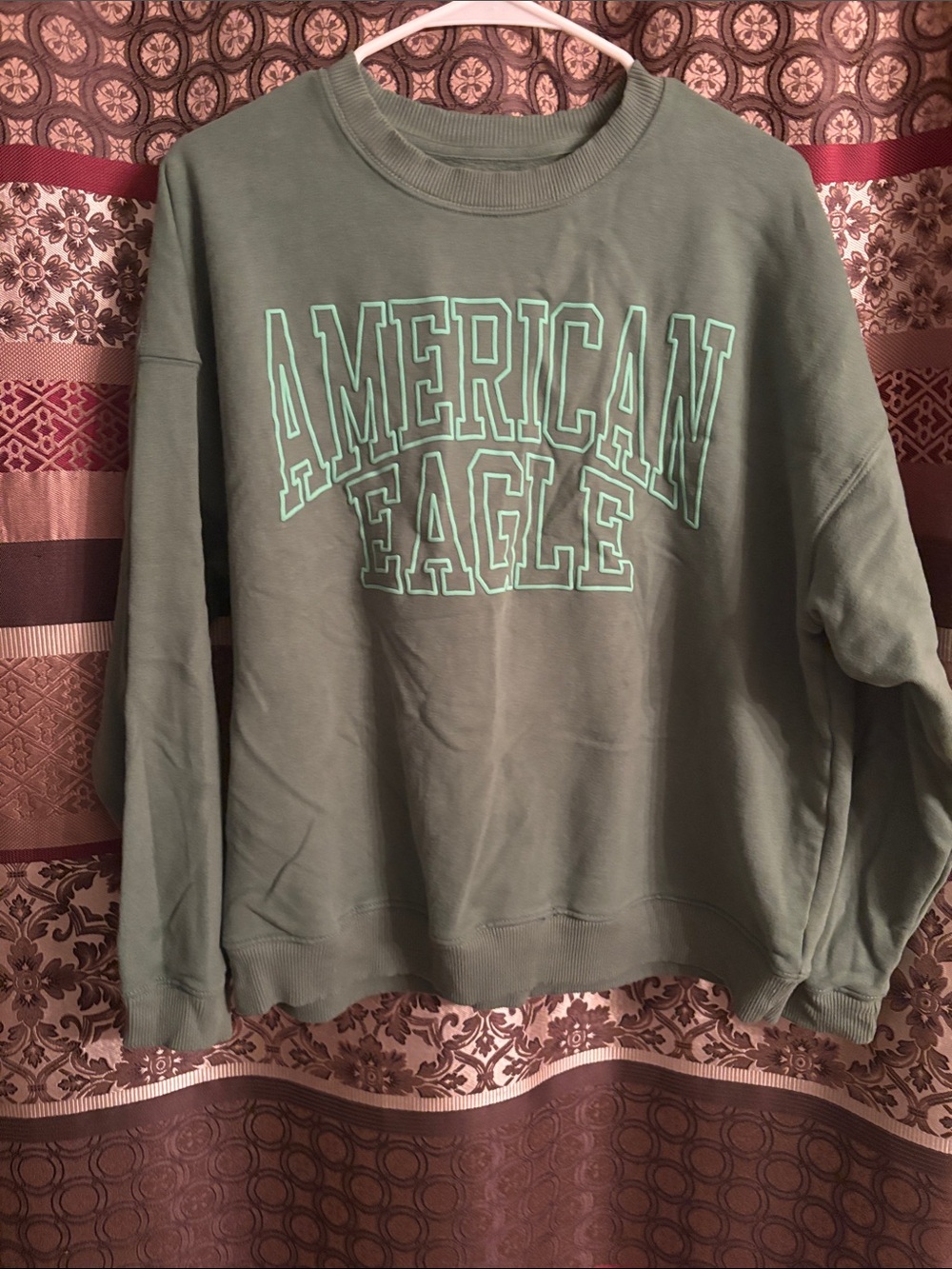 American Eagle Outfitters Olive Green Crewneck with Mint Logo